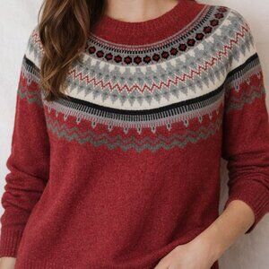 Original Weatherproof Vintage Fair Isle Sweater in Chili Red - Size XL